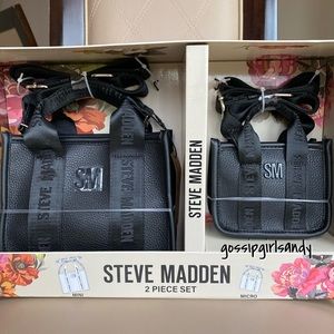 Steve Madden Black Bwebber 2 Piece Crossbody Set